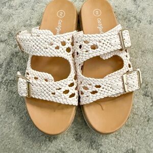 Cat & Jack Cream Braided Double-Buckle Slide Sandals